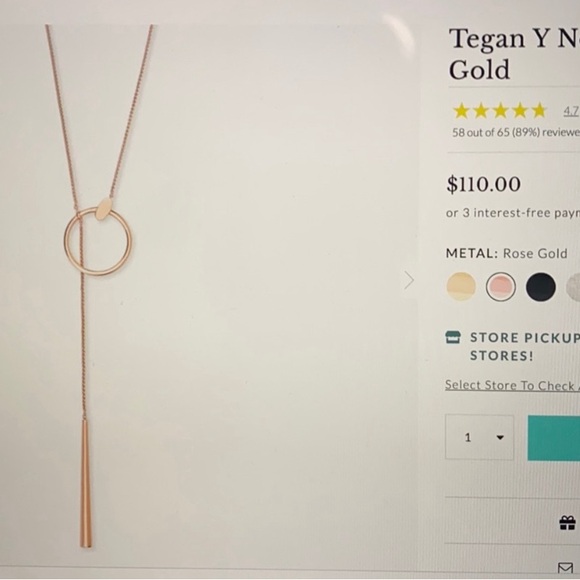 Kendra Scott Tegan Y Rose Gold Necklace - Picture 2 of 3